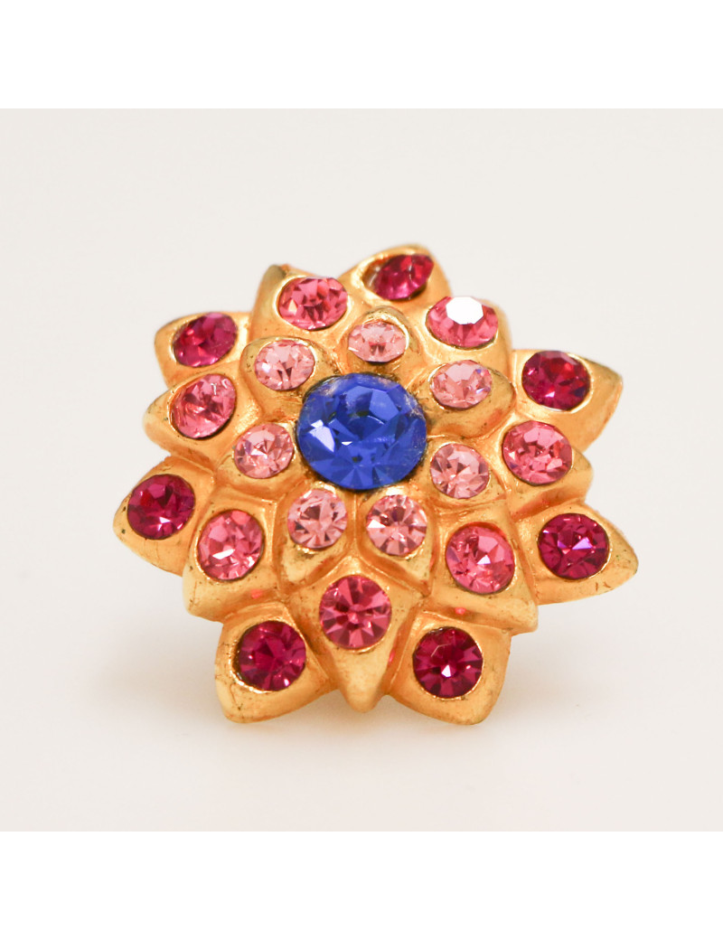 LORENZ vintage gold and rhinestone-paved cufflinks