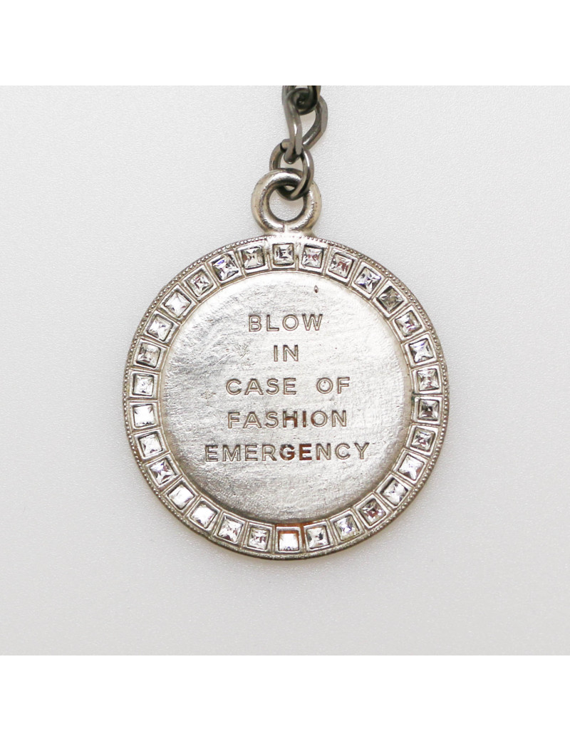 CHANEL rhinetone-paved whistle key ring