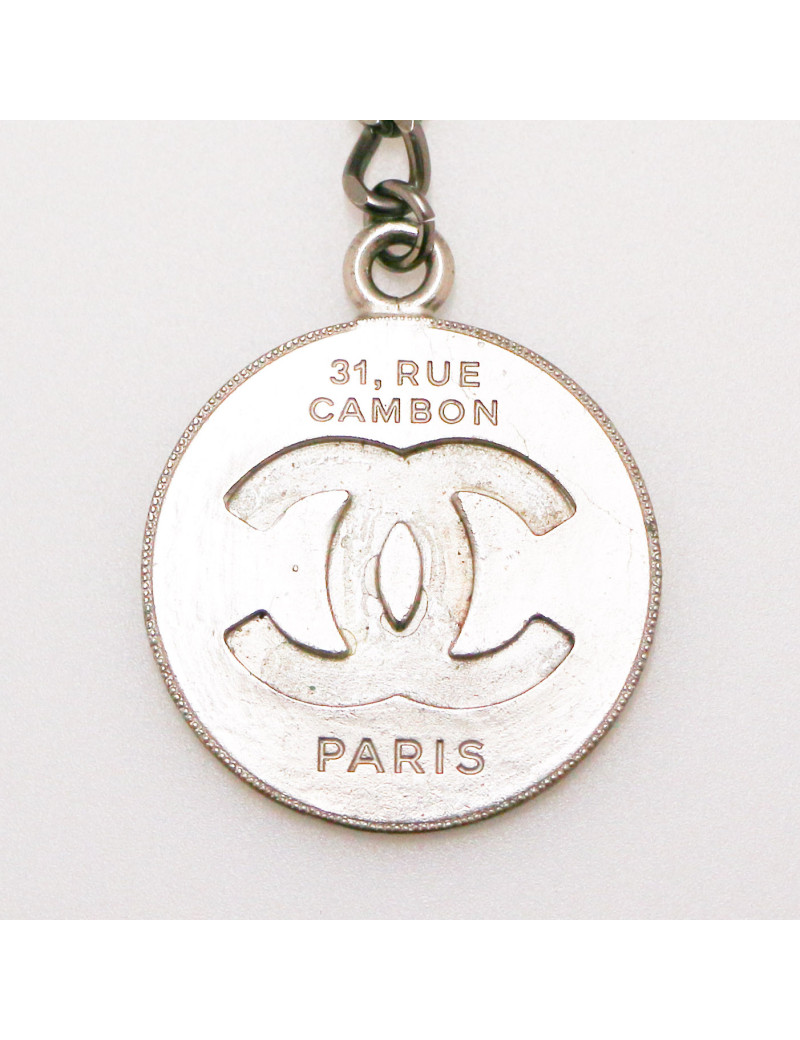 CHANEL rhinetone-paved whistle key ring