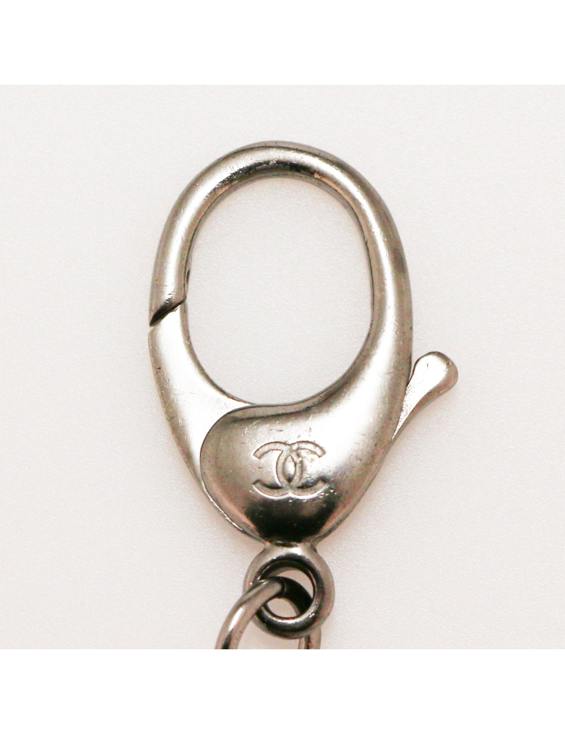 CHANEL rhinetone-paved whistle key ring