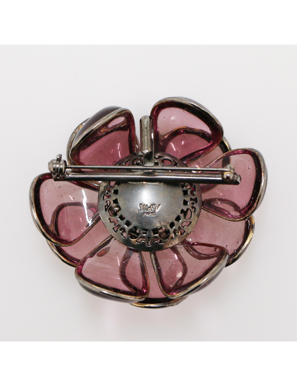 Broche camélia MARGUERITE DE VALOIS améthyste