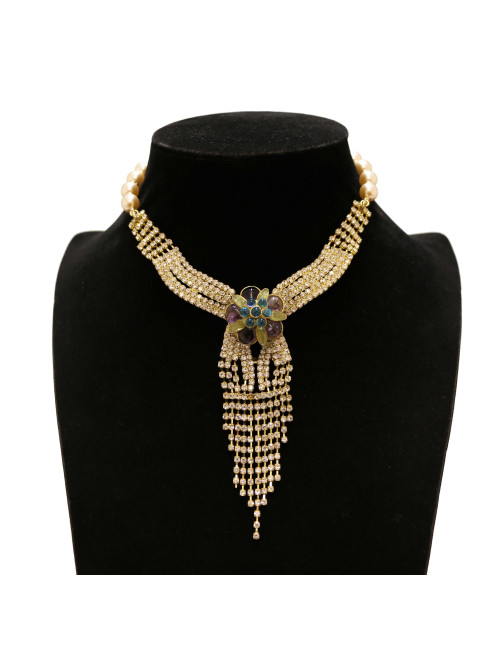 Collier MARGUERITE de VALOIS strass pâte de verre