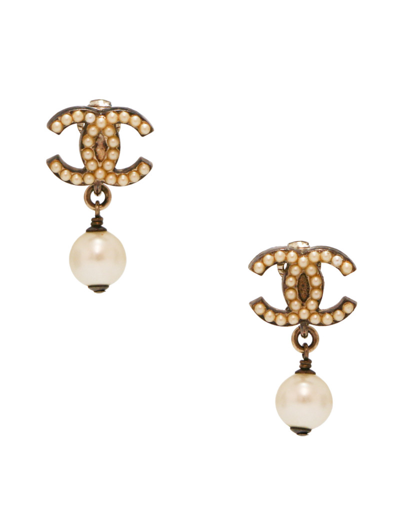 Clips CHANEL perles pendantes
