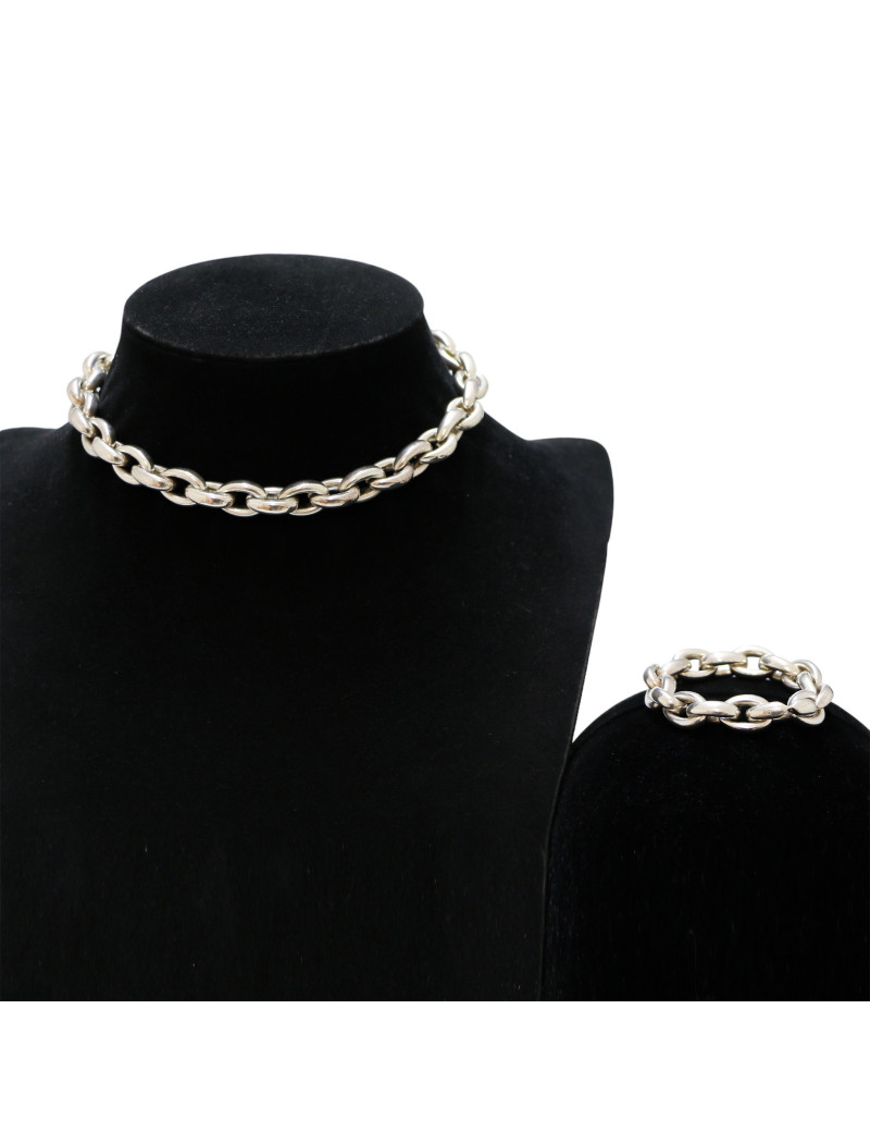 Collier réglable HERMES argent massif 925