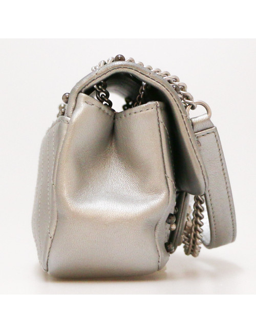 Petit sac classique CHANEL argent