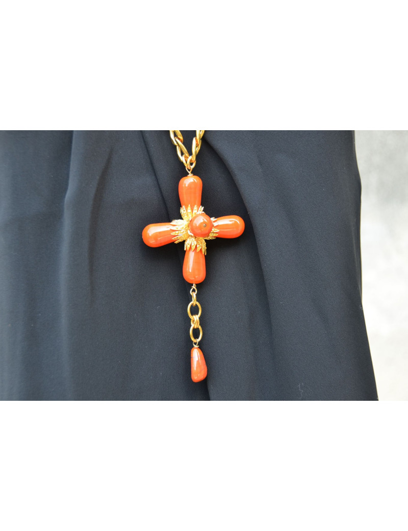 Collier Croix orange MARGUERITE DE VALOIS