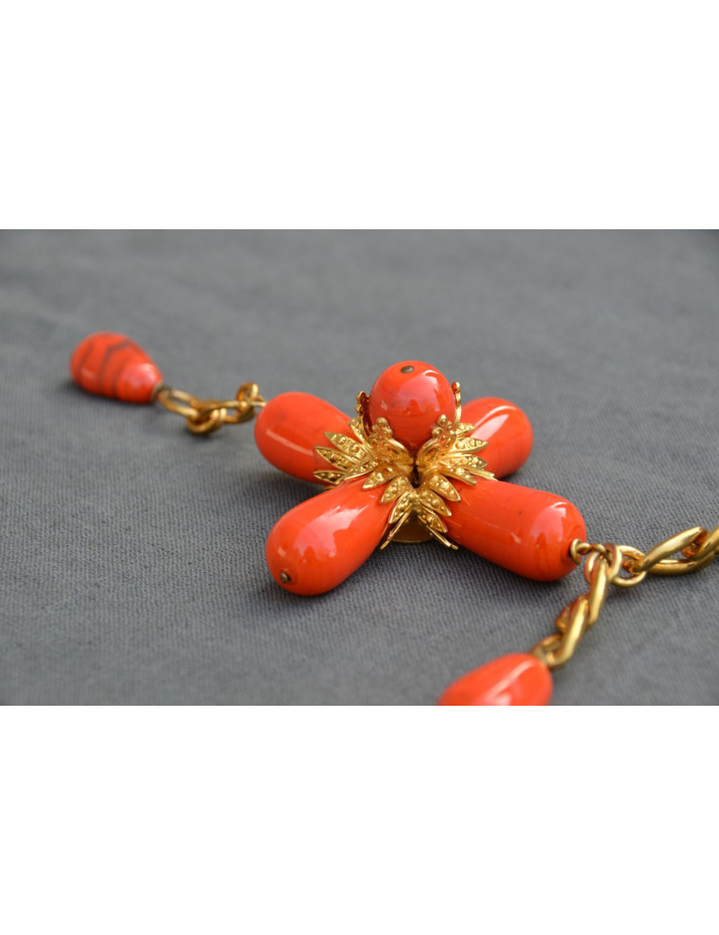 Collier Croix orange MARGUERITE DE VALOIS