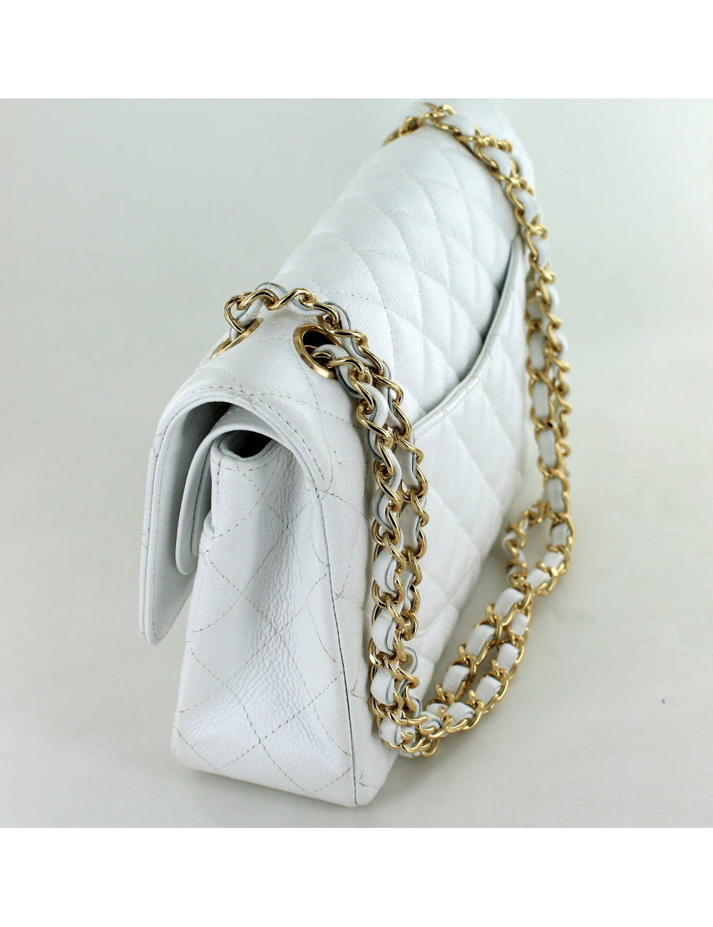 timeless CHANEL veau grainé blanc