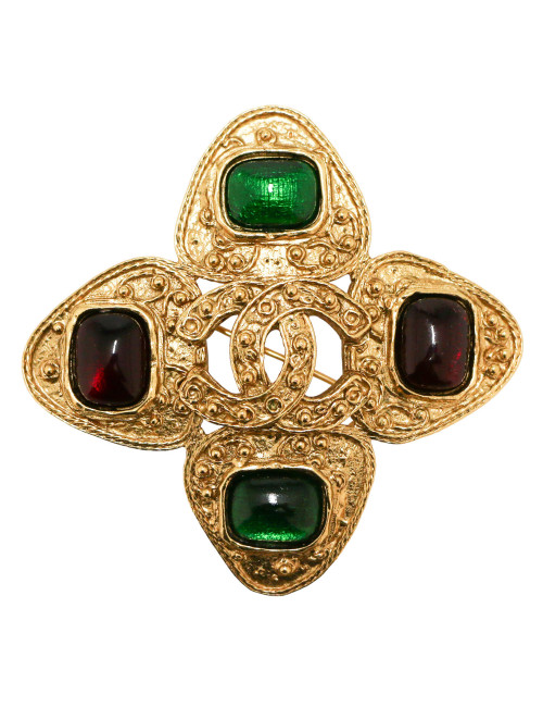 Broche vintage CHANEL pâte de verre