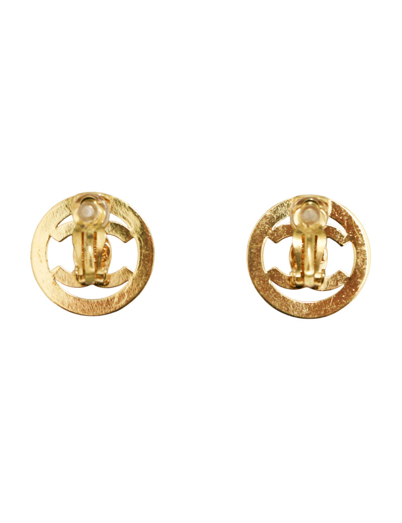 Paire de clips vintage CHANEL CC