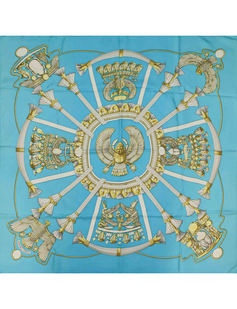 Carre HERMES soie Bleu par Coty