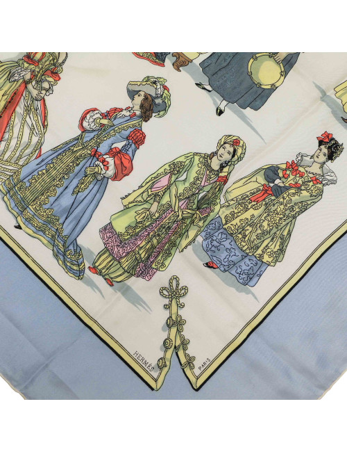 HERMES Costumes de Dames silk square scarf
