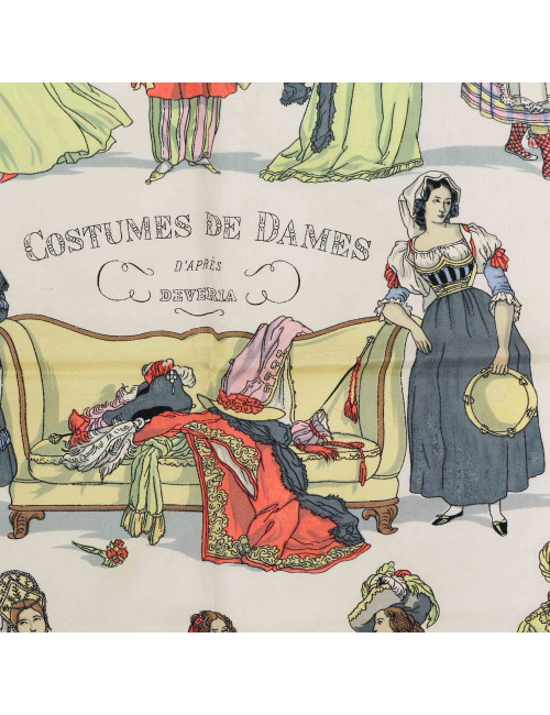 HERMES Costumes de Dames silk square scarf