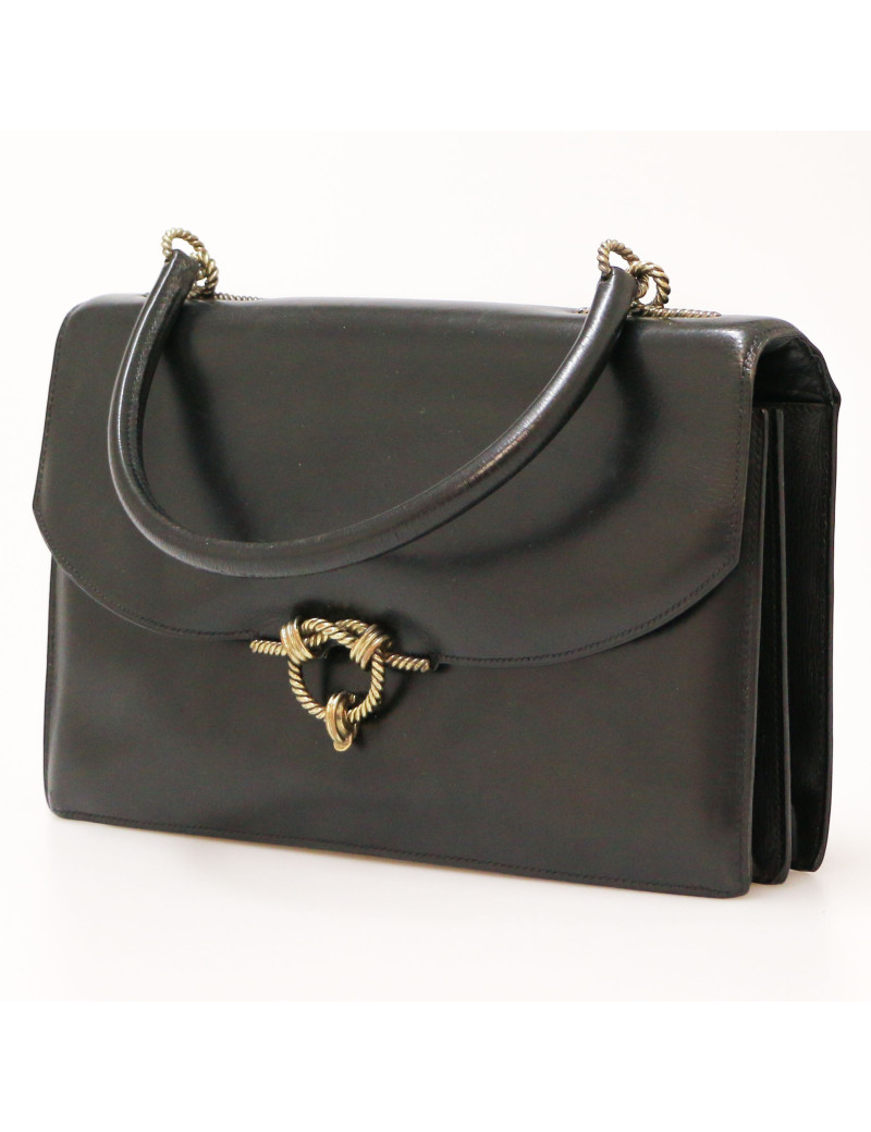 Sac vintage HErmes Cordelière box noir
