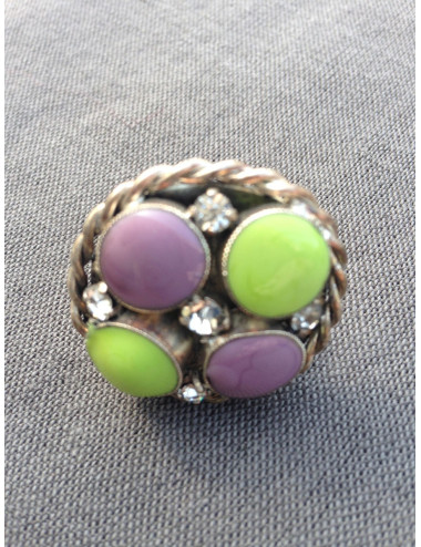 Bague ronde MARGUERITE DE VALOIS en pâte de verre 2