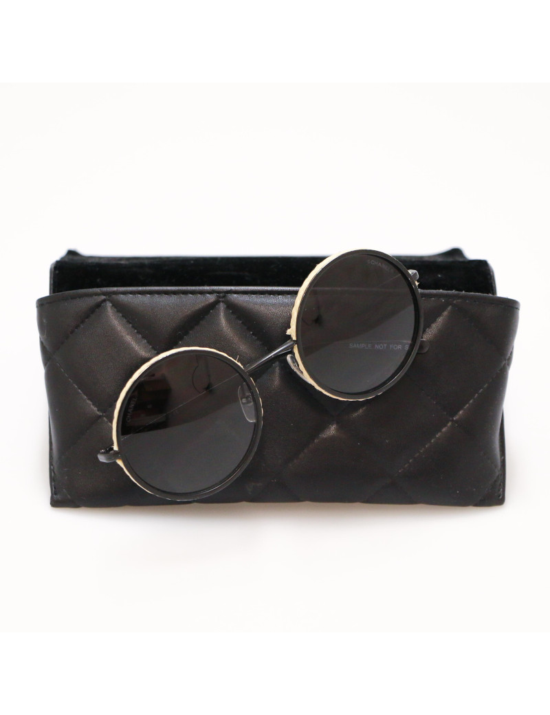 CHANEL rafia black sunglasses