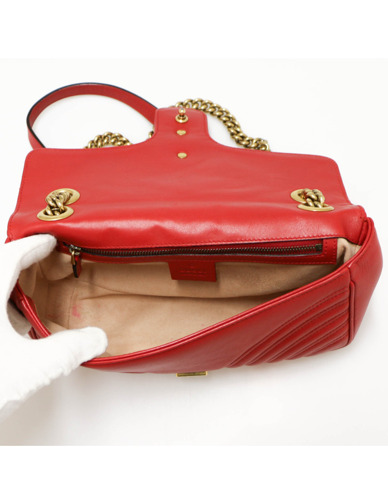 Sac GUCCI Marmont cuir rouge