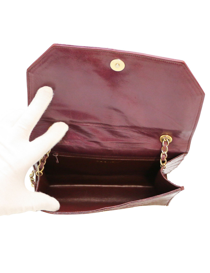 Sac CHANEL crocodile bordeaux