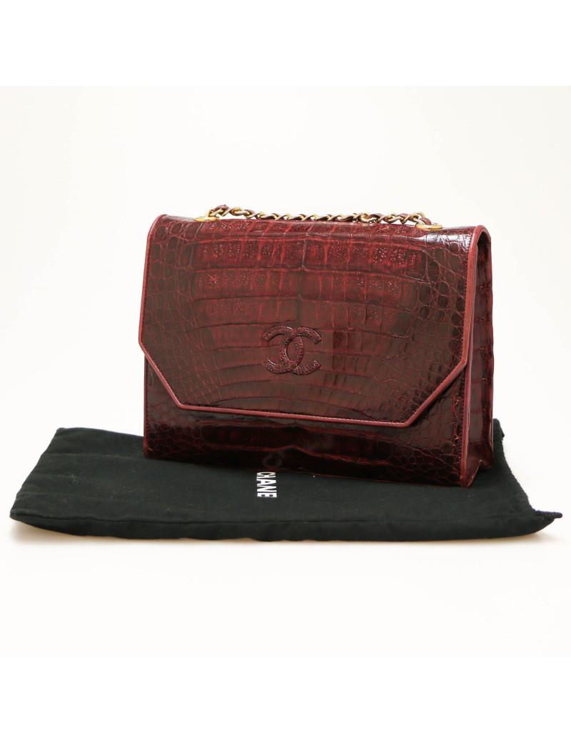 Sac CHANEL crocodile bordeaux