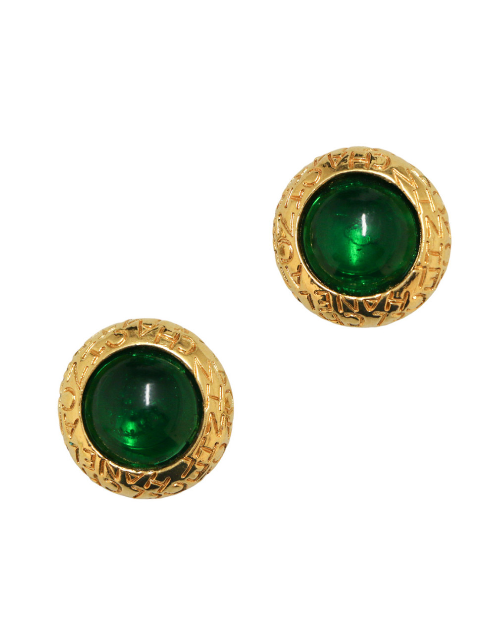 Clips vintage CHANEL ronds pâte de verre