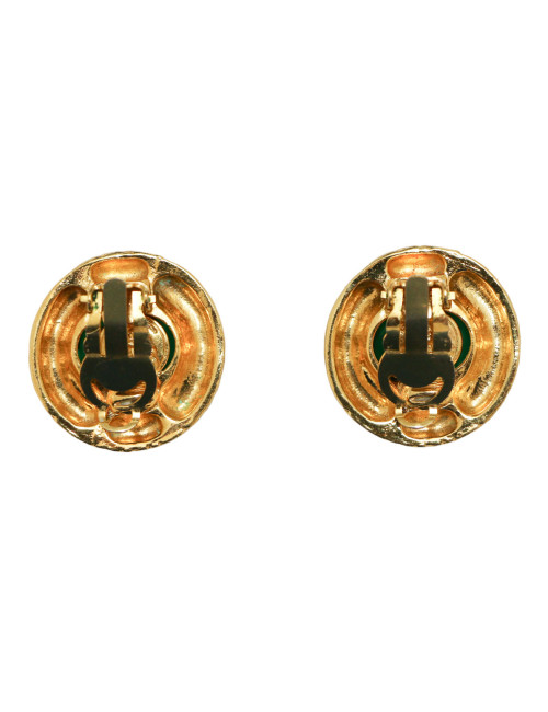 Clips vintage CHANEL ronds pâte de verre