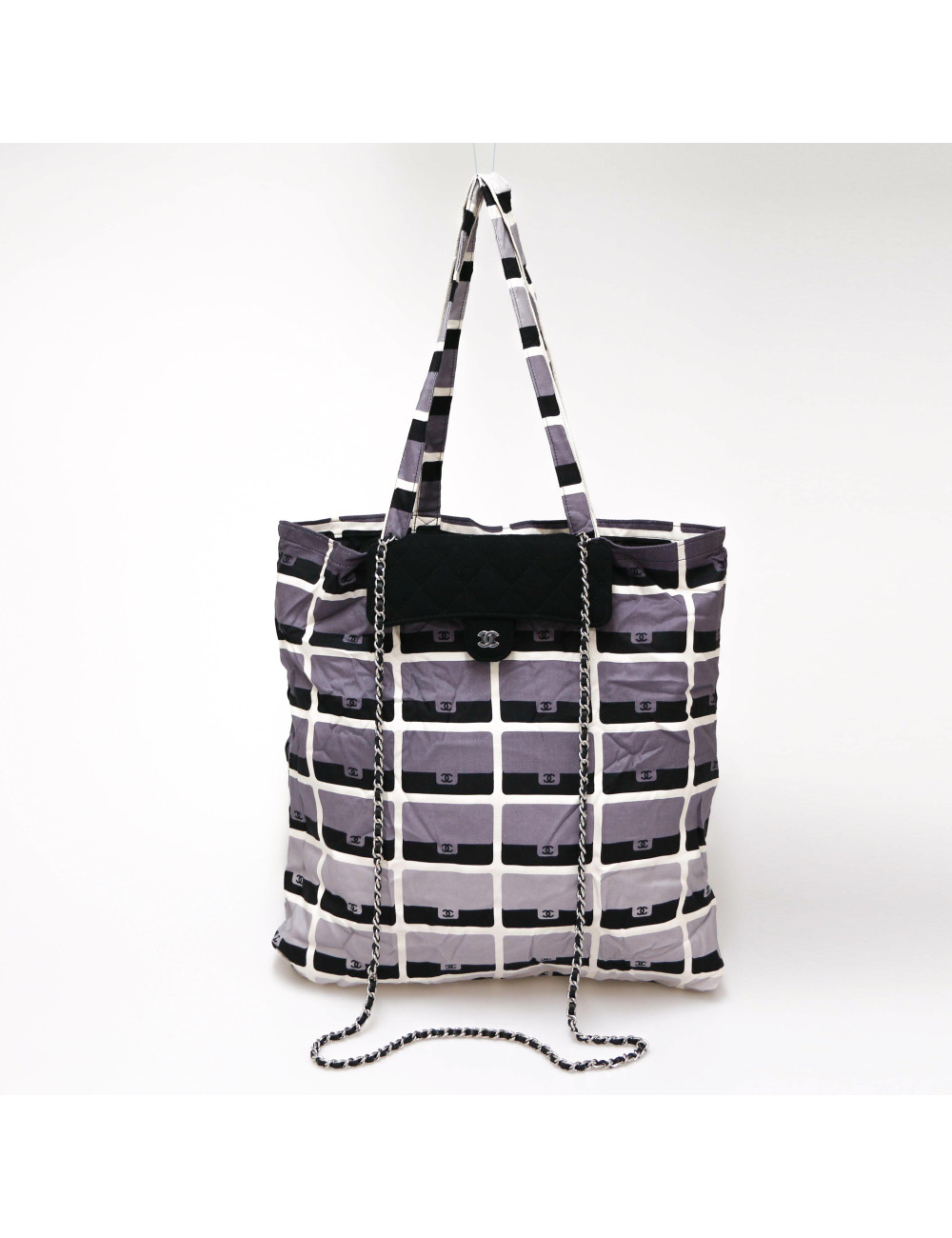 CHANEL mini Timeless black jersey, tote canvas