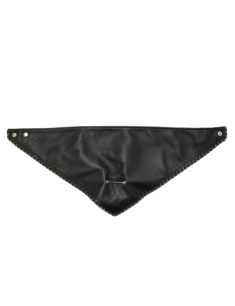 Bandana CHANEL cuir noir broche amovible