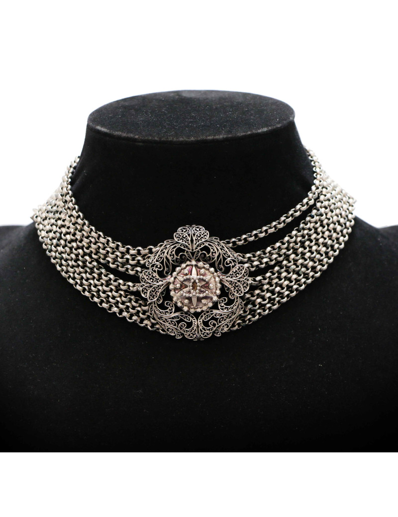Ras de cou CHANEL multirangs argent