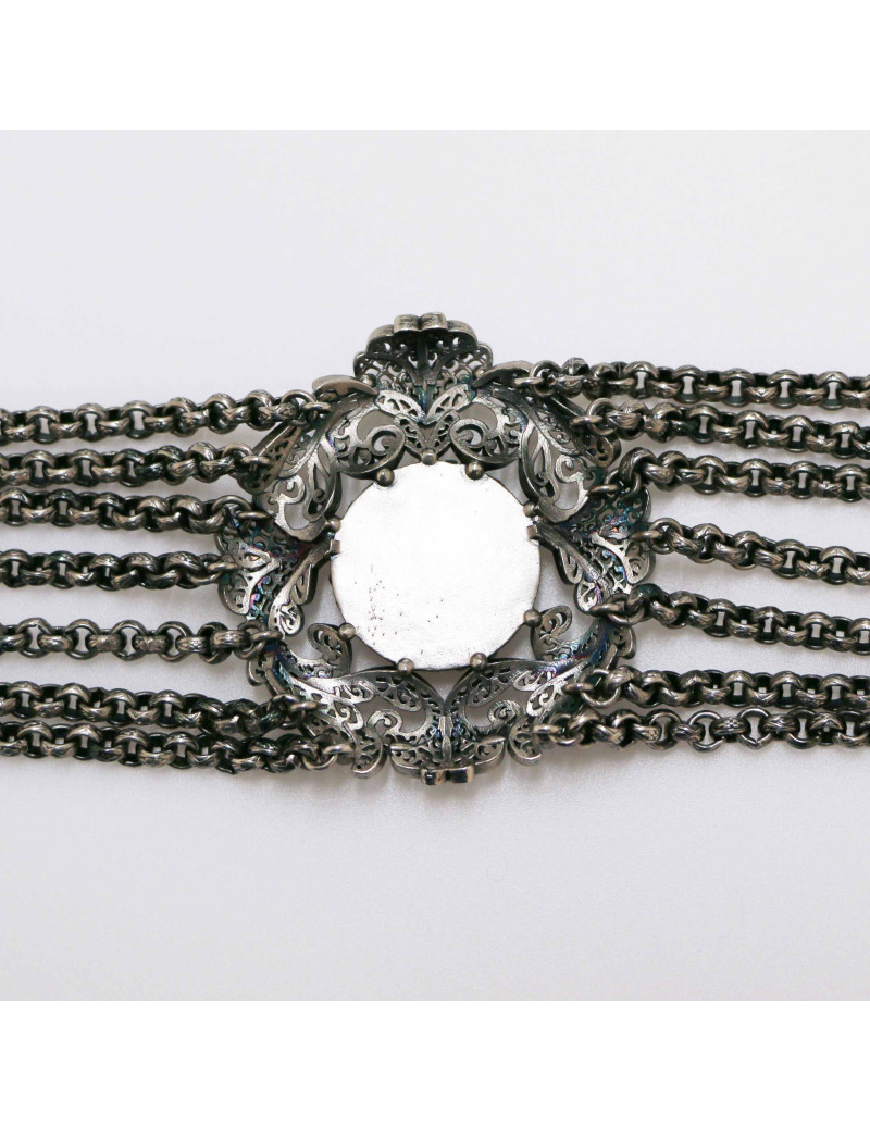 Ras de cou CHANEL multirangs argent