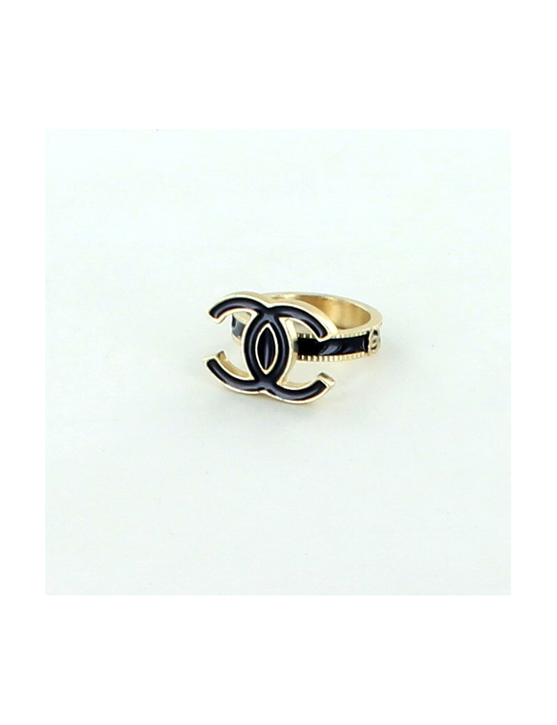 bague CHANEL double C bleu nuit émaillée