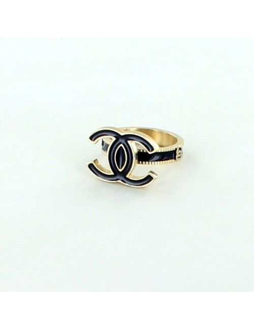 bague CHANEL double C bleu nuit émaillée
