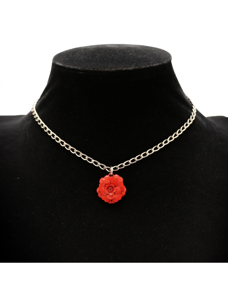 Collier CHANEL camélia rouge