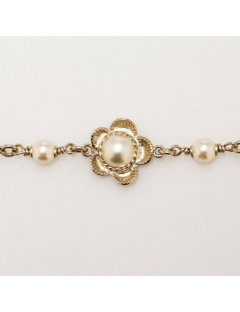 Sautoir CHANEL perles et chaine dorée