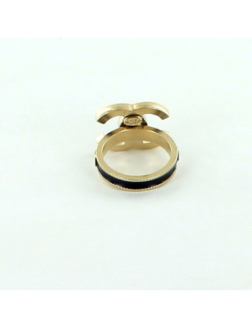 bague CHANEL double C bleu nuit émaillée