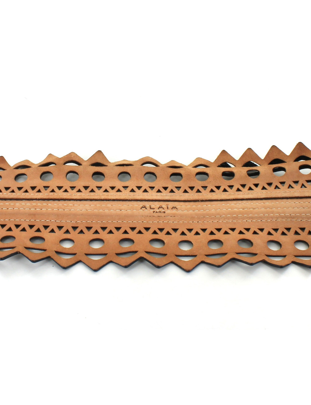 ceinture ALAIA  cuir dentelle noir verni