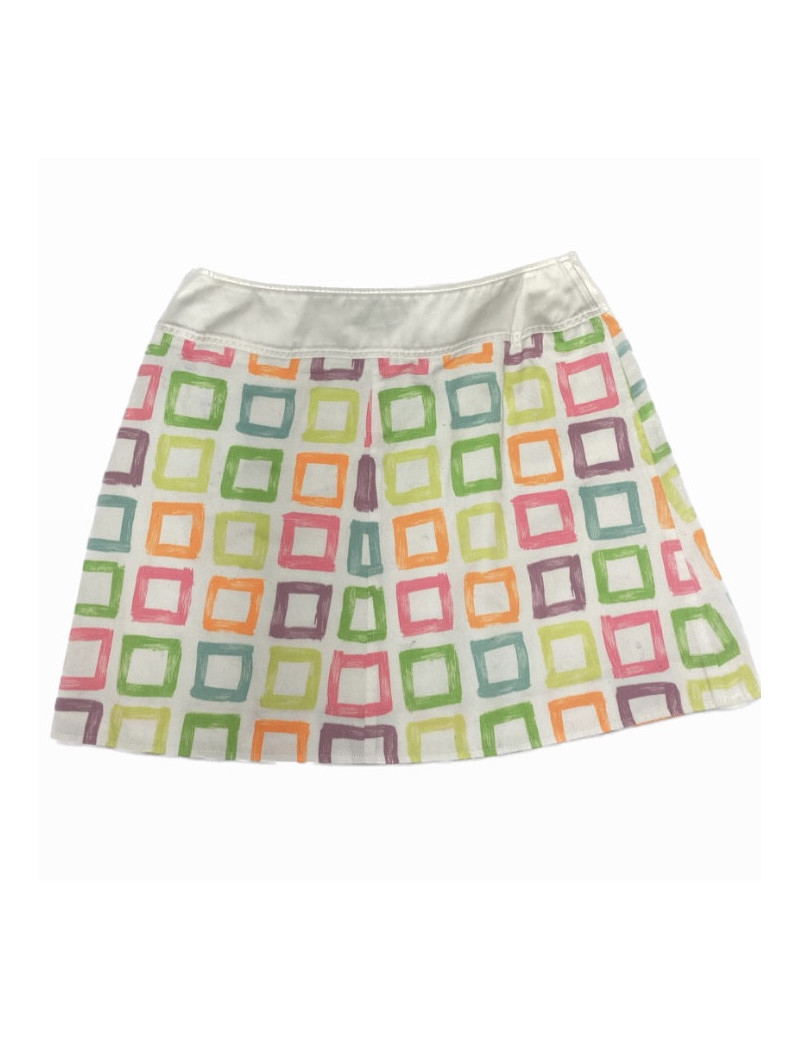  NETTOYER Jupe T 40 COURREGES blanche avec formes géométriques