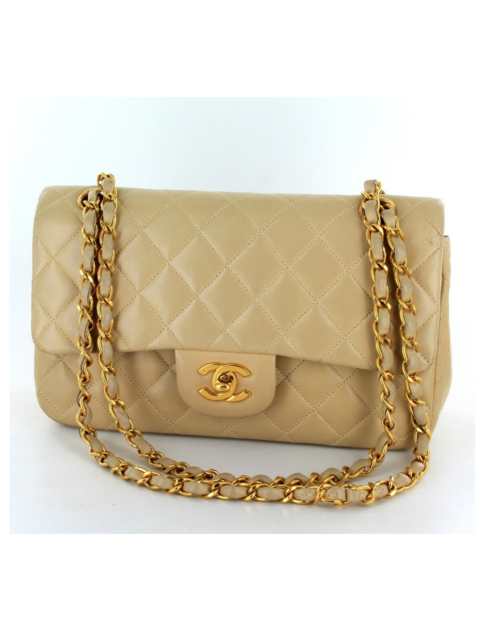 timeless CHANEL en cuir de veau lisse beige TM