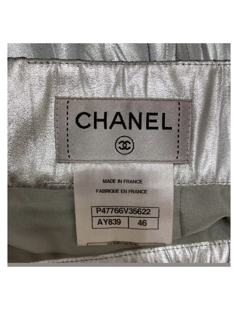 Jupe CHANEL cuir argent