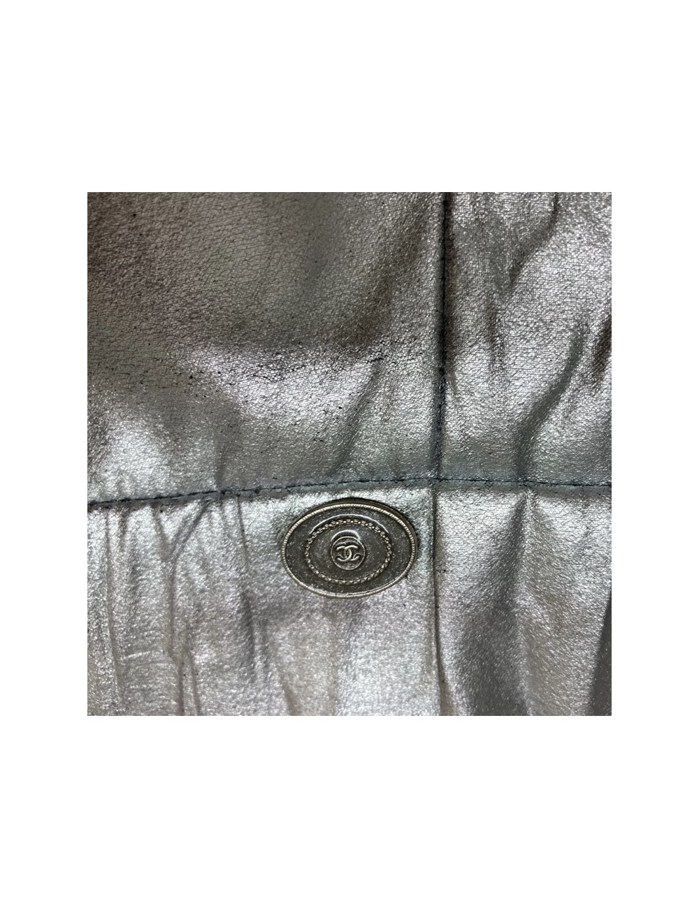 Jupe CHANEL cuir argent