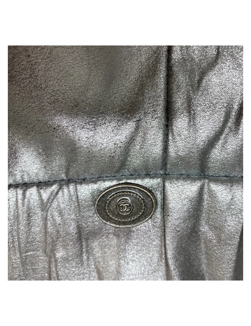 Jupe CHANEL cuir argent