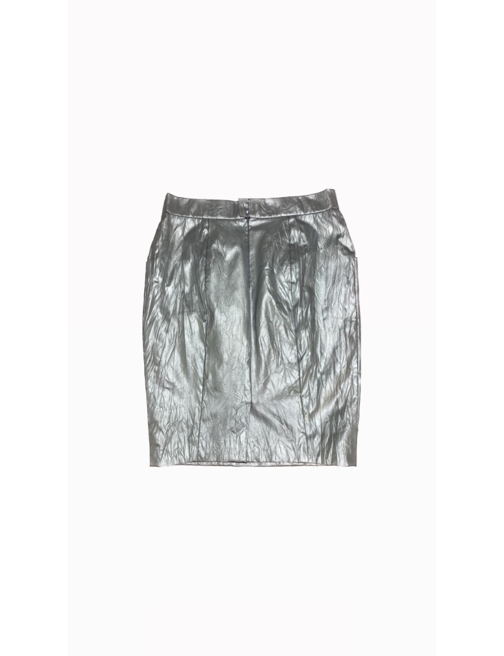 Jupe CHANEL cuir argent