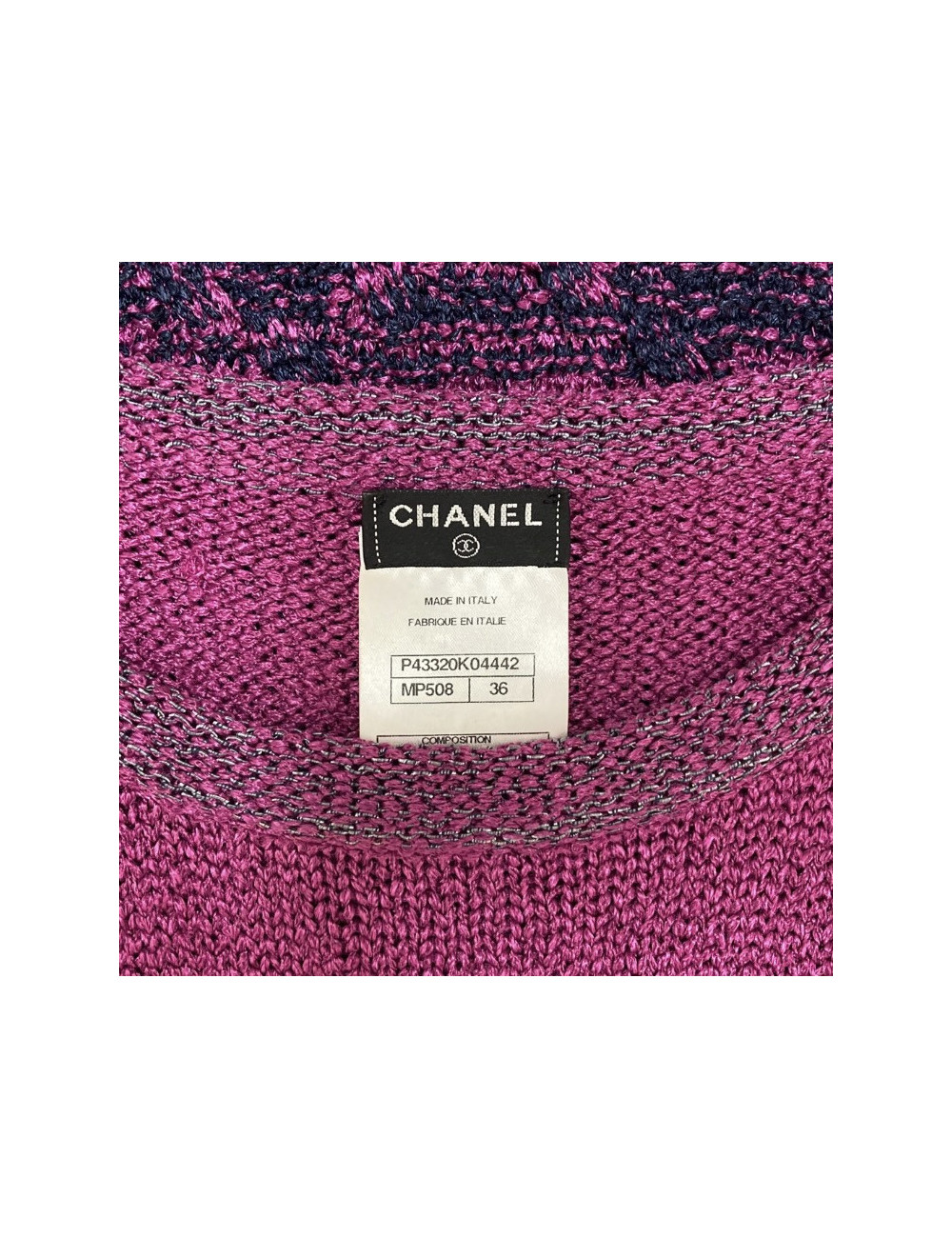 Robe T 36 CHANEL tricot violet et bleu nuit
