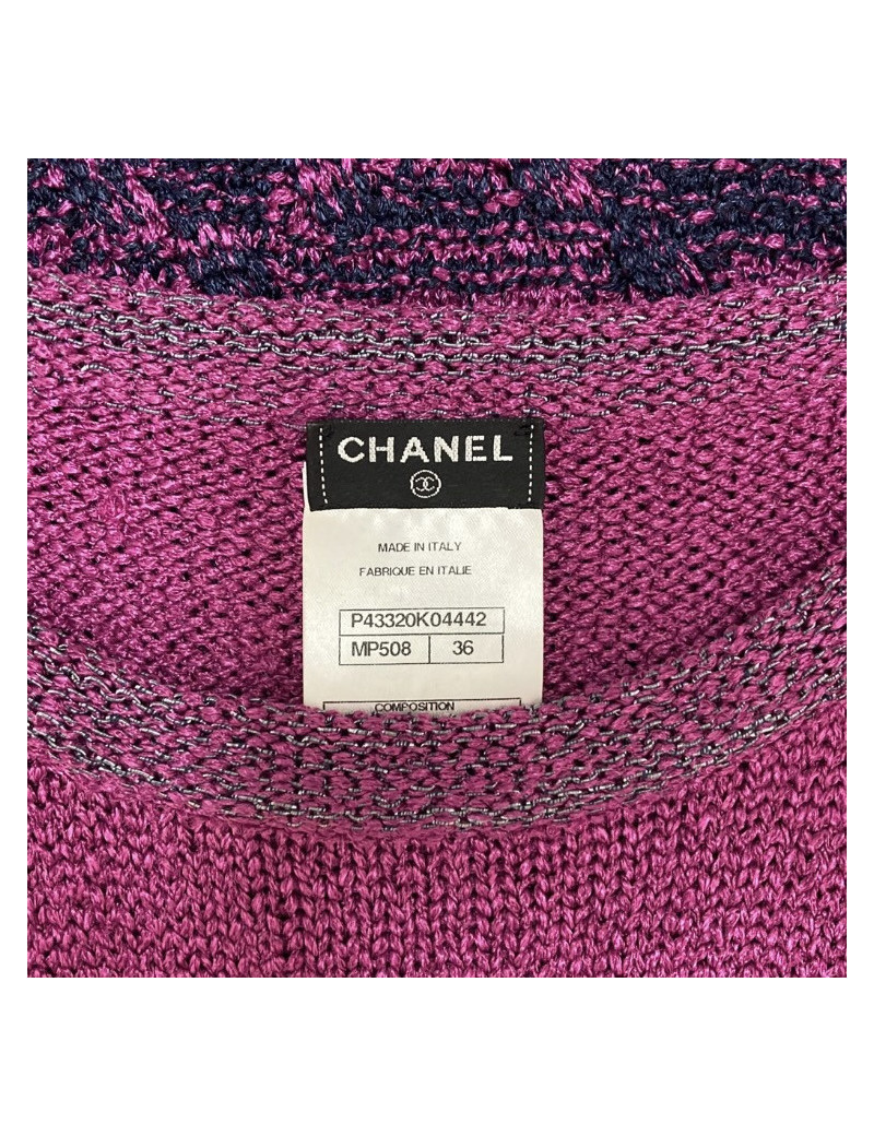 Robe T 36 CHANEL tricot violet et bleu nuit