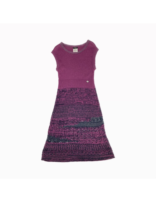 Robe T 36 CHANEL tricot violet et bleu nuit