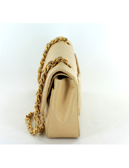 timeless CHANEL en cuir de veau lisse beige TM