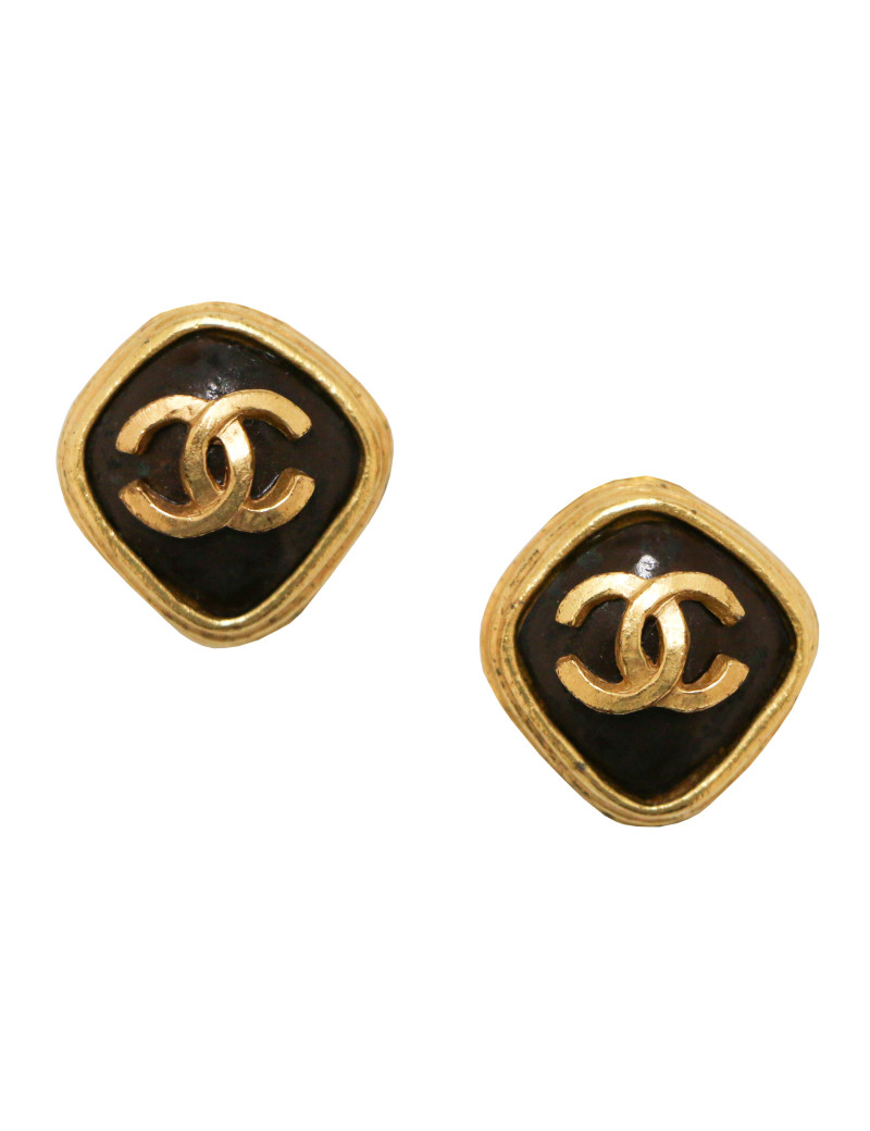 Clips vintage CHANEL doré et noir