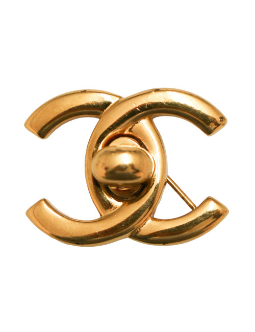 Broche CC vintage CHANEL dorée