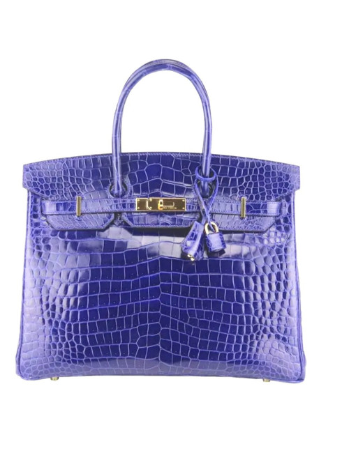 Sac Birkin 35 HERMES en crocodile Bleu Thalassa