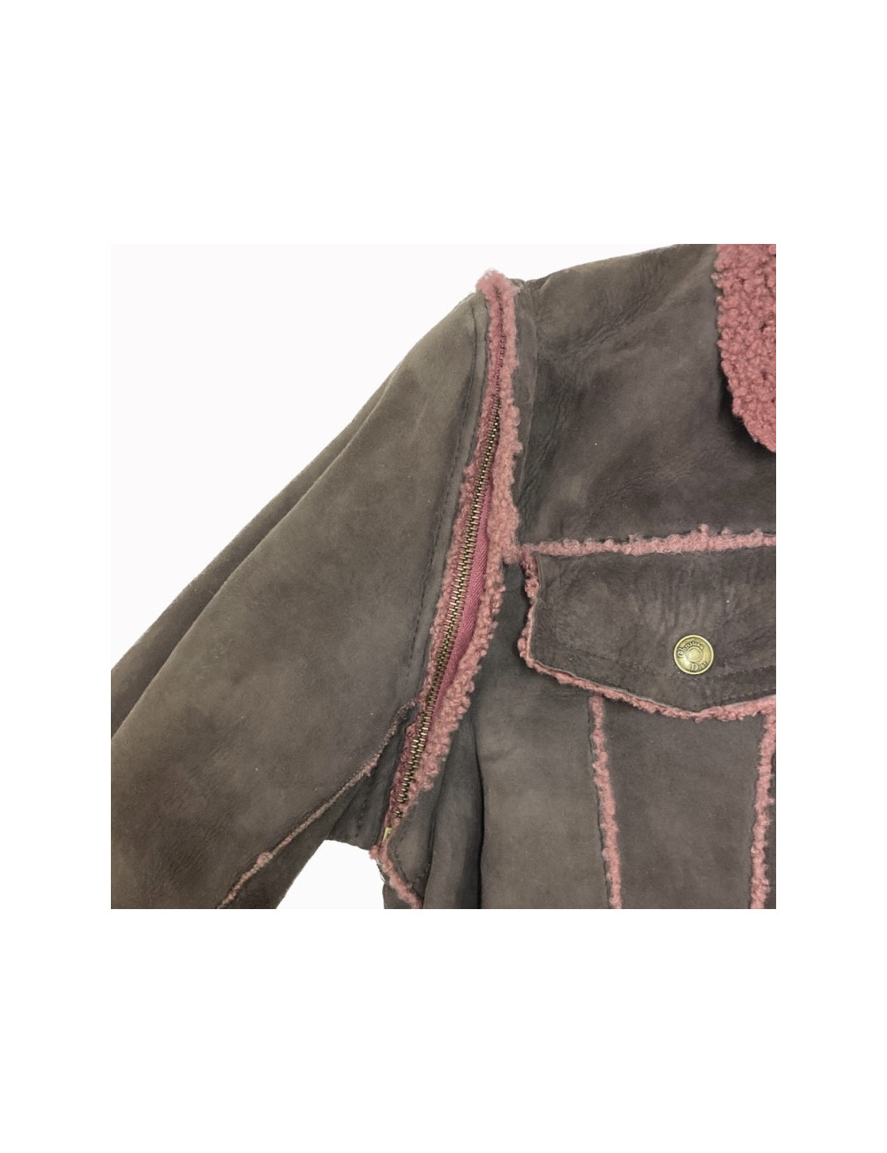 Blouson CHRISTIAN DIOR peau retournée framboise