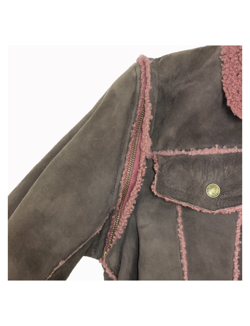 Blouson CHRISTIAN DIOR peau retournée framboise